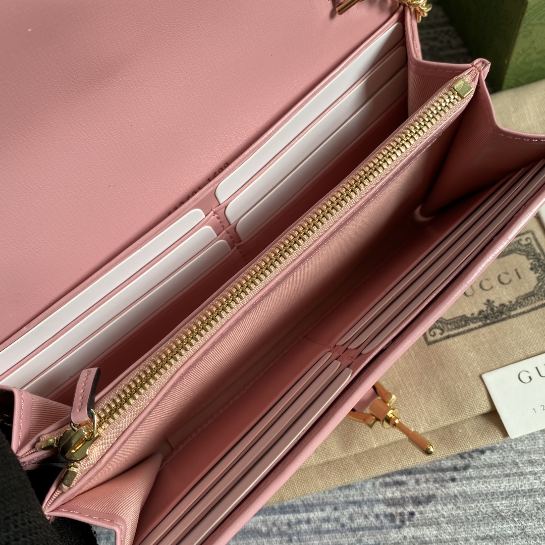 Gucci Jackie 1961 Chain Wallet 652681 Pink